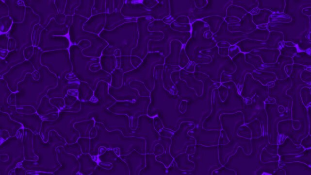 Abstract purple neon liquid grid wave motion background. Glowing violet neural plasma web line texture element. Futuristic organic energy wave surface animation.