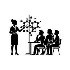 Fototapeta premium Science teacher explaining molecular structure to students