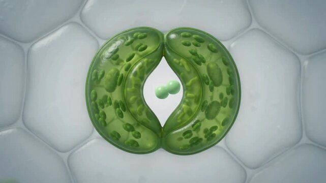 Stomata Opening and Gas Exchange Mechanism in Plant Leaf Cells