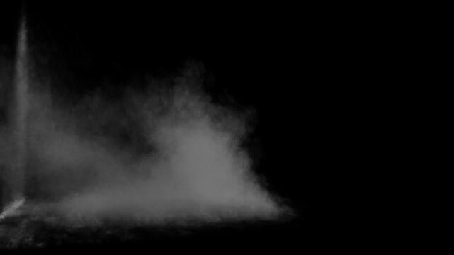 6 cinematic smoke explosion effects with powerful dust bursts, impact clouds and swirling powder particles on black background for VFX compositing and action scenes