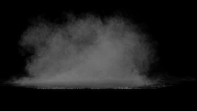 6 cinematic smoke explosion effects with powerful dust bursts, impact clouds and swirling powder particles on black background best for VFX compositing and action scenes