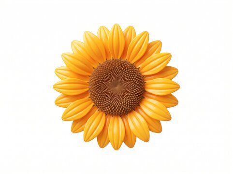 A single bright yellow sunflower bloom with orange petals and a large brown center showing natural details