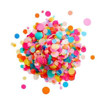 A vibrant explosion of colorful confetti in various sizes, creating a joyful and festive atmosphere.