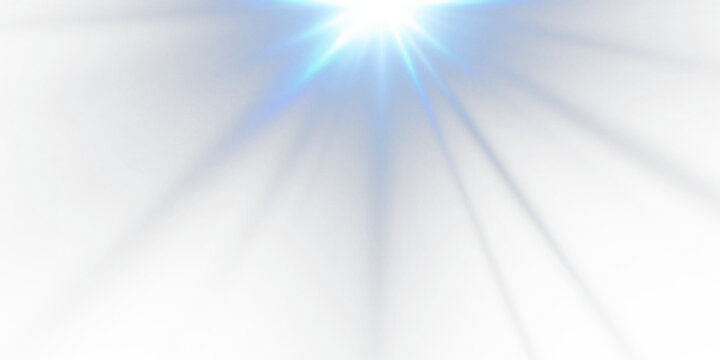 PNG blue sun rays and bright light beams effect. Glowing sunlight from above on transparent background. Perfect for overlays, banners and creative designs.