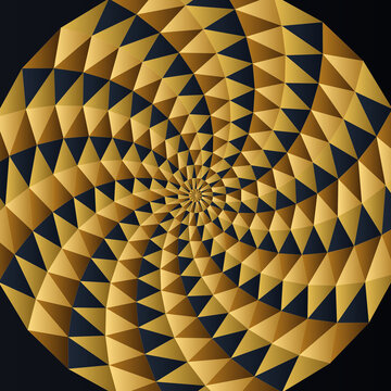 Abstract Luxury Golden Geometric Spiral Mandala Pattern On Dark Background Illustration