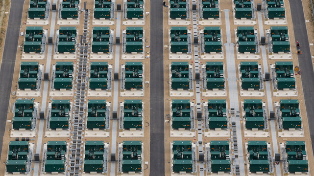 Aerial view of BESS at Solar Park in Faversham, UK
