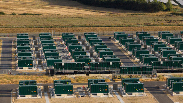 Aerial view of BESS at Solar Park in Faversham, UK
