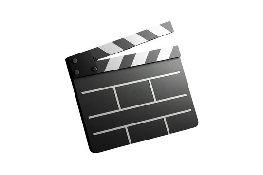 Black film clapperboard with white striped top