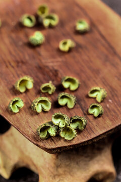 Sichuan Peppercorns on Wooden Board - Chinese Spices and Seasoning for Asian Cooking