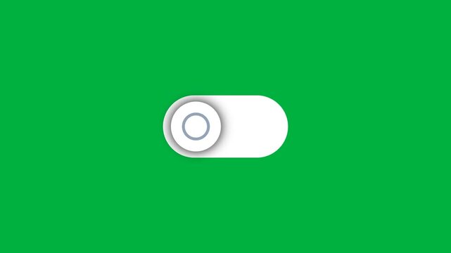 White toggle switch animation on green screen background for modern ui web interface design.