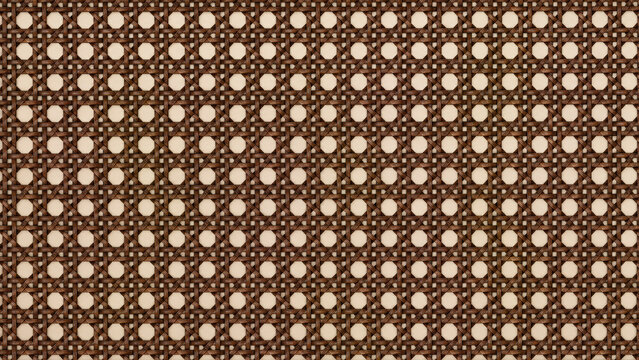 Dark cane webbing texture woven geometric rattan pattern