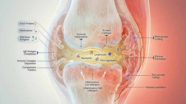 Transparent Allergic Arthritis with Immune Complex Deposition and Synovial Inflammation