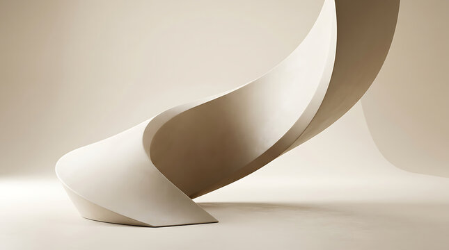 Abstract flowing wave shape with soft shadows and elegant beige curves