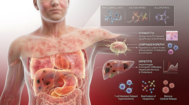 Transparent DRESS Syndrome with Multiorgan Eosinophilic Inflammation and Lymphadenopathy
