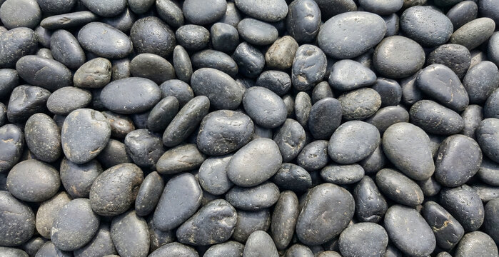 Smooth Black Pebble Stone Surface