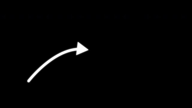 Hand drawn white line arrow animation video on black background, set of animated hand drawn arrows highlighter elements, doodle arrows, perfect focus indicator overlay for video editing, 4k animation