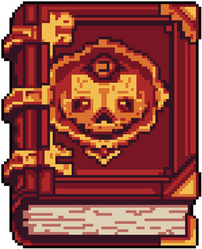 Pixel art magical spell book