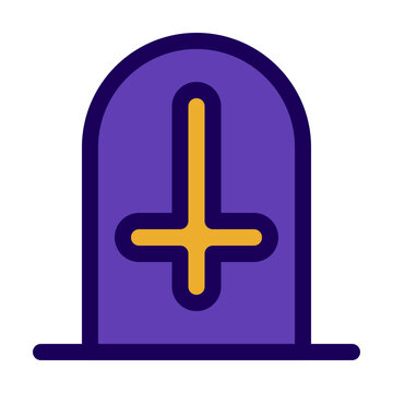 Graveyard Filled style simple tombstone with a cross symbol ideal for Halloween cemetery themes haunted scenes and spooky decorations 