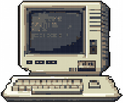 Pixel art retro desktop computer