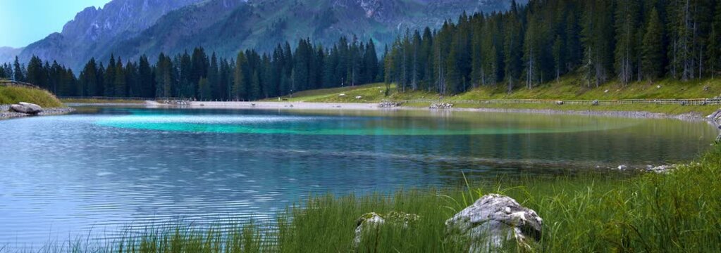  Anamorphic Lens 6K -Alpine lake of Montagnoli in the Dolomites