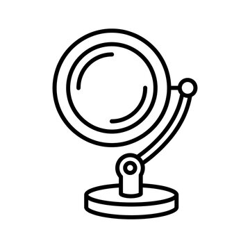 Simple Tabletop Mirror Outline Icon - Vanity, Makeup & Desktop Accessory Vector Art