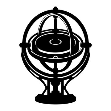 Abstract Gyroscope Silhouette Icon - Simple Black Science & Engineering Symbol