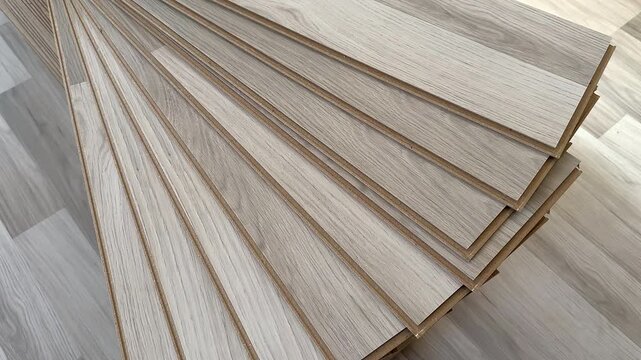 Engineered Wood Flooring Display. Laminated floor with wooden effect, ready. Wood paneling, Bamboo fooring. Engineered hardwood flooring. European oak solid oak wood brushed surface wood texture.