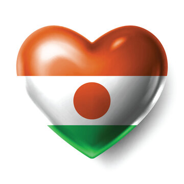NIGER Flag Heart Shape Vector, Love NIGER National Symbol Design