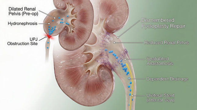 Transparent Pyeloplasty with Anderson-Hynes Repair and Ureteral Stenting