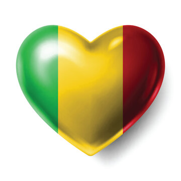 MALI Flag Heart Shape Vector, Love MALI National Symbol Design