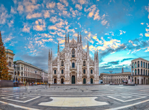 Milan, Italy at the Milan Duomo and Galleria during Christmas time at dawn 176