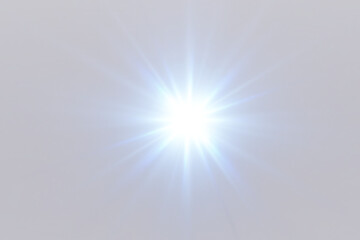 Fototapeta premium Bright lens flare. Blue glow effect. Starry flares with shimmering highlights. Bright blue light effect. 