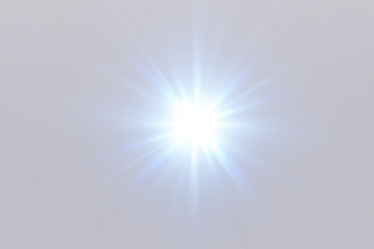 Bright lens flare. Blue glow effect. Starry flares with shimmering highlights. Bright blue light effect.	
