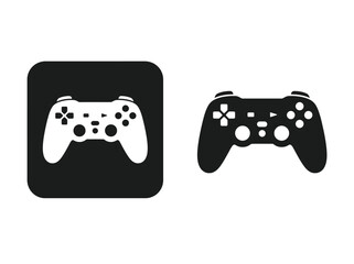 Game controller vector icons featuring minimalist black and white gamepad shapes for modern digital interface design © balochsain