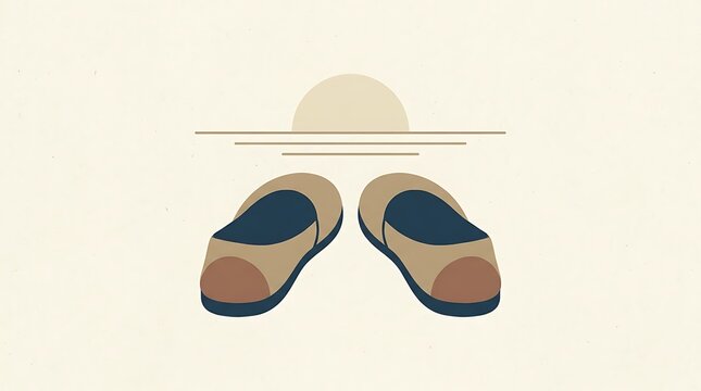 Pair of loafers and sun illustration