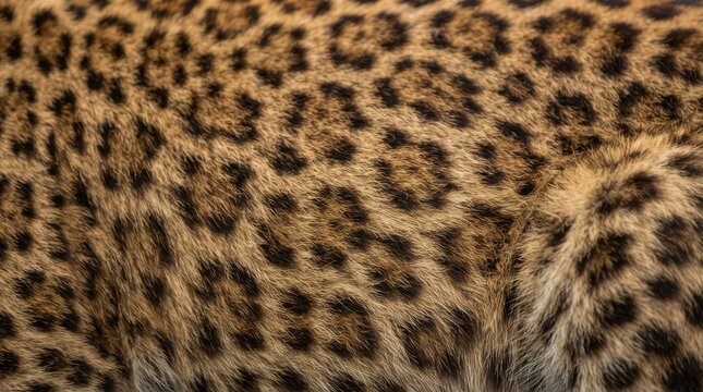 Close up of leopard fur texture with rosette patterns