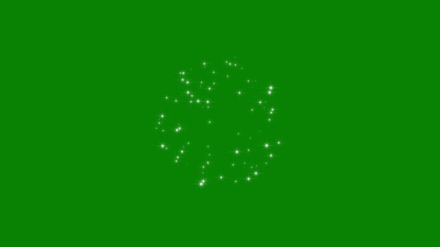 Twinkle star blast glitter sparkle animation on green screen, particle magic tail sparkling glitter star loop animation. 2D twinkling cartoon stars, 2D twinkling cartoon stars 4k video.
