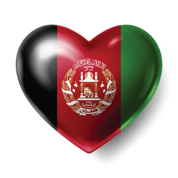 AFGHANISTAN Flag Heart Shape Vector, Love AFGHANISTAN National Symbol Design