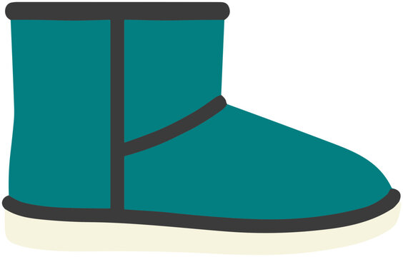 Teal Ugg Boot Isolated on Transparent Background - Winter Footwear