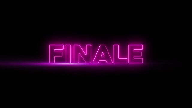 Neon glowing finale text video animation. Neon lighting  finale text motion animation