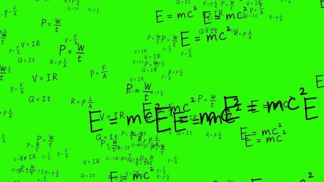 Sci-fi mathematical formulas green screen animated overlay