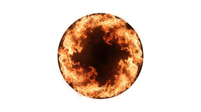 Fiery circle ring flame burning hot abstract sphere