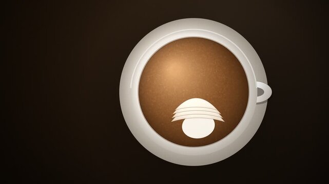 Latte Art Rosetta Pour Overhead Reveal Animation