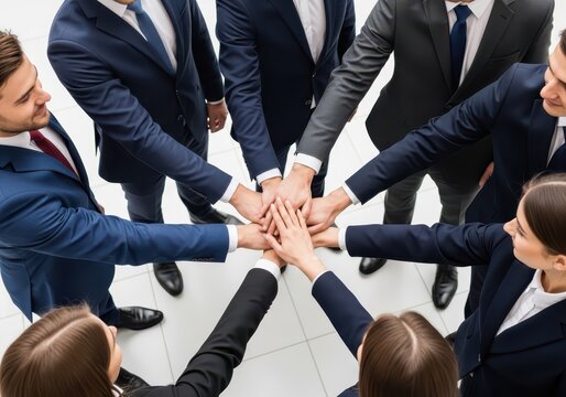 Business team stacking their hands together in unity