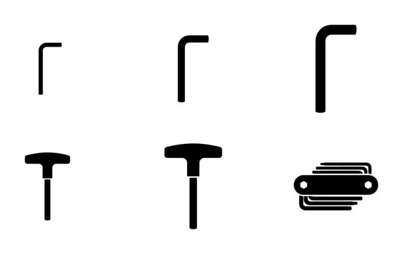 Hex Key Set, Allen Wrench Tools, L-Shaped Metal Hardware, T-Handle Wrenches, Mechanic Equipment