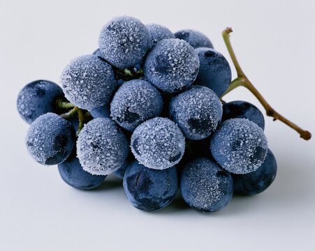 Frozen Blueberries Glistening in Frosty Light
