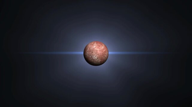 Dwarf planet Makemake rotating in deep space with a glowing atmospheric light ring.