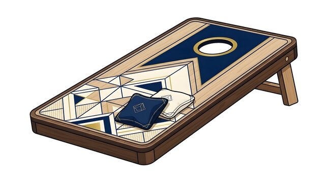 Illustration of a Cornhole Board with Bean Bags