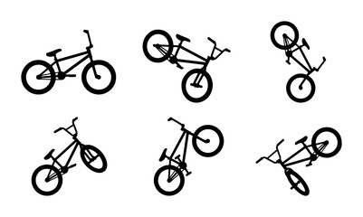 Fototapeta premium BMX Bike Stunts Vector Icons, Extreme Sports Bicycle Tricks Set, Freestyle Cycling Action Graphics