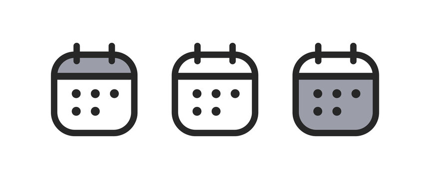 Minimalist Calendar Icon Set Collection for Agenda, Reminder, Timetable, and Date Management